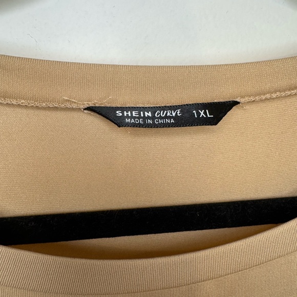 SHEIN Tan Asymmetrical Bodycon Dress with Slit - Picture 5 of 7